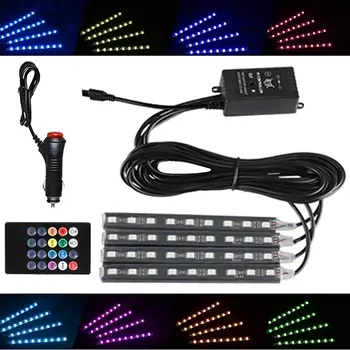 רכב LED רצועות אור | מוסיקה רצועת LED אורות הרכב - רכב פנים LED תאורת, USB/הצתה מתאם DC 12V, המכונית Int
